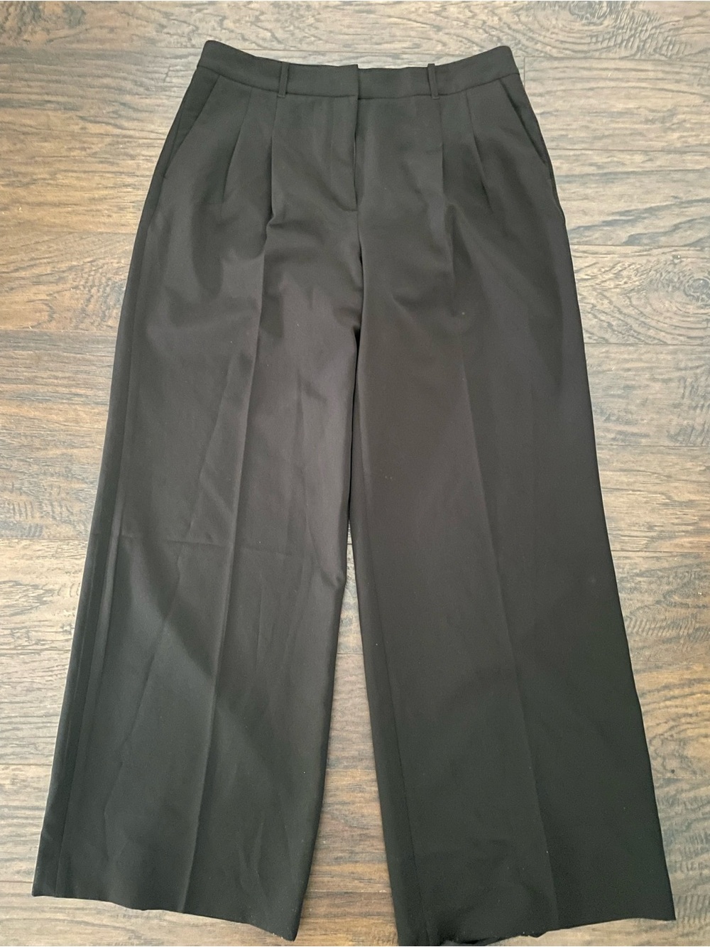White House Black Market Black Wide-Leg High-Rise Trousers - Picture 2 of 3